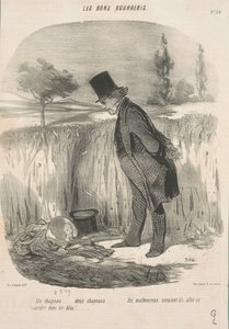 1 つの帽子...2 つの帽子...不幸な... 作： Honoré Daumier