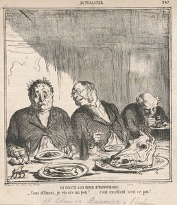 馬喰いの晩餐会の客：もう少し差し上げましょうか？ いいですね。 作： Honoré Daumier