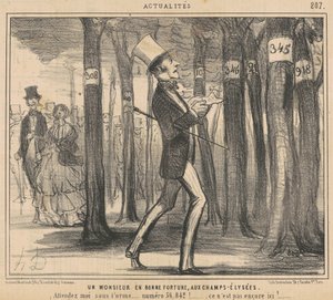 シャンゼリゼ通りの幸運の紳士 作： Honoré Daumier