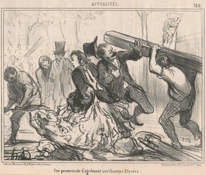 シャンゼリゼ通りの楽しい散歩 作： Honoré Daumier
