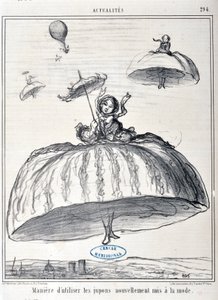 セリエ・アクチュアリーのためのイラスト "新しくファッションになったペチコートの使い方" 作： Honoré Daumier