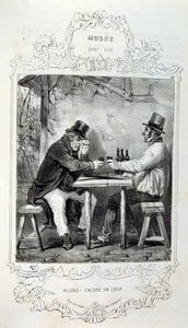 フィリッポンのアイデアや伝説を描いたイラストを「Les Cent and Robert Macaire」と題して紹介しています。 作： Honoré Daumier
