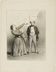 「夫というものは、見栄っ張りな人々が信じたがるようなものではない。 作： Honoré Victorin Daumier