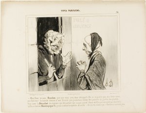 「ボンベック夫人ボンベック夫人、何があったのですか？- そのことは言わないで。私は植物園の用務員になった方がましよ！5階のベズシェをご存知ですか？ 作： Honoré Victorin Daumier