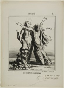 アクチュアリテスより「状況のキス」、プレート50 作： Honoré Victorin Daumier