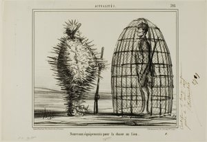 ライオンを狩るための新しい衣装、プレート395（Actualitésより 作： Honoré Victorin Daumier