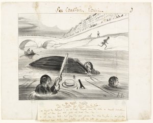 人生の川を下る新しい方法、レ・カノティエ・パリジャンより3枚目 作： Honoré Victorin Daumier