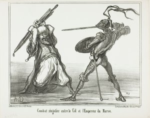 エル・シドとモロッコ皇帝の珍しい戦い、プレート117、『Actualités』より 作： Honoré Victorin Daumier