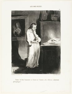 人間というテーマについて、頭脳的な哲学的考察に没頭する人文主義者の女性。 作： Honoré Victorin Daumier