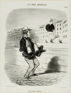 レ・ボン・ブルジョワ』より「不器用な状況」、プレート52 作： Honoré Victorin Daumier