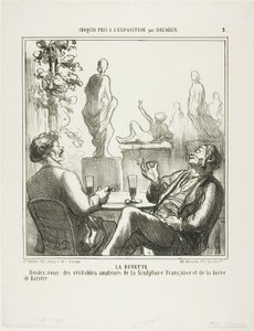 バーにてフランス彫刻とバイエルンビールの真の愛好家のための出会いの場。 作： Honoré Victorin Daumier