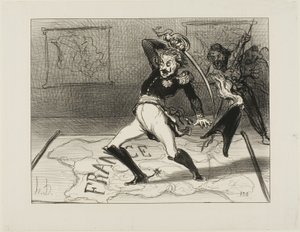 内閣で仕事をするニコラ皇帝（Actualitésより94版 作： Honoré Victorin Daumier
