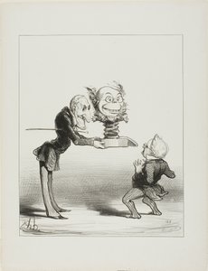 小さなティエールにお年玉を持参するモレ神父（「Actualités」より62枚目 作： Honoré Victorin Daumier