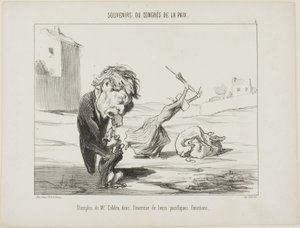 平和的機能を行使するコブデン氏の信奉者たち（『Souvenirs Du Congres De La Paix』より）。 作： Honoré Victorin Daumier
