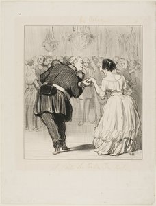 彼は舞踏会を楽しむ（『レ・バンケットゥール』より第10皿 作： Honoré Victorin Daumier