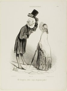 「ハロー、エンジェル、いつも可愛い...」コケットリーより3枚目 作： Honoré Victorin Daumier