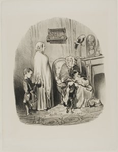子供連れの人には貸さない」（『Locataires Et Propriétaires』14ページより 作： Honoré Victorin Daumier