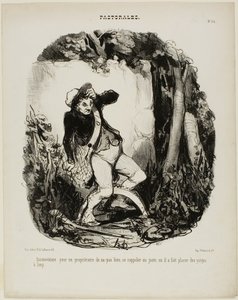 狼の罠をどこに隠したか覚えていないのはかなり恥ずかしいことだ。 作： Honoré Victorin Daumier