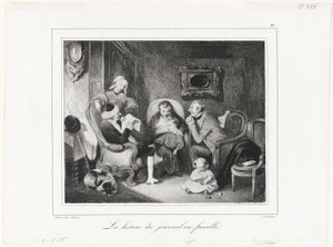 家族の輪の中で新聞を読む 作： Honoré Victorin Daumier