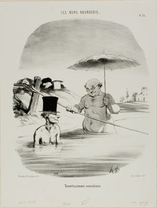 犬の日のリラックス、レ・ボンブルジョワの33皿 作： Honoré Victorin Daumier