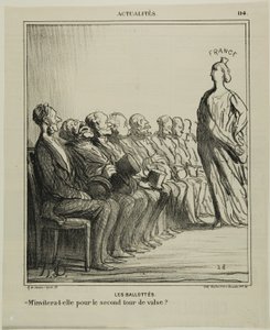 決選投票。「彼女は私を2度目のワルツに誘ってくれるだろうか？ 作： Honoré Victorin Daumier