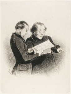 イラストレイテッド・ルーバス"-特異な！今日のシャリバリのリバスを当てることができない！- 単語は1つしかないような気がする！走って妻に伝えないと」（Les Beaux Jours De La Vieより第39版 作： Honoré Victorin Daumier