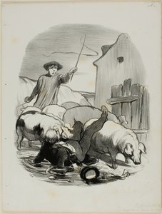 スティープル・チェイスに巻き込まれる危険 パストラーレスより12枚目 作： Honoré Victorin Daumier