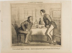 彼らはインドジャガイモをフランスの気候に順化させることに成功したが、フランス人をインドジャガイモに順化させることはまだ問題である。 作： Honoré Victorin Daumier