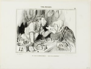 タイプ・パリジャン』より「あなたは商品を買う前に匂いを嗅ぐ」32ページ 作： Honoré Victorin Daumier