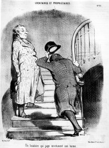 オノレ・ドーミエ（1808-1879）の漫画「借家人と所有者」から引用。"Charivari" 作： Honoré Daumier