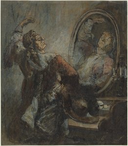 鏡の前でポーズをとる俳優 作： Honore Daumier