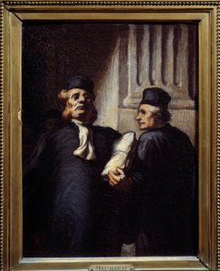 審理の後、両弁護士がオノレ・ドーミエ（1808 - 1879）の絵画 作： Honoré Daumier