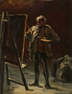 アーティスト、c.1870–-75（キャンバスに油彩、パネルに取り付け）