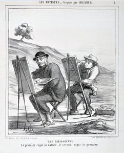 オノレ・ドーミエ（1808-1879）の作品。Charivariは1865年の作品です。Serie LES ARTISTS Les paysagistes."第一は自然を模倣し、第二は第一を模倣する」MUSEE DES BEAUTS ARTS - PALAIS LONGCHAMP, MARSEILLE 作： Honoré Daumier