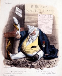 ドーミエが描いたルイ・デザイア・ヴェロン博士と新聞「Le Constitutionnel」を題材にした漫画、n.d. 1840年頃。 作： Honoré Daumier