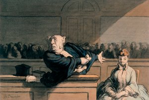 弁護人（擁護者）、c.1862-65（ペンとインク、木炭、クレヨン、紙に水彩） 作： Honoré Daumier
