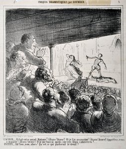 ドラマの寸劇。"彼はあなたの恋人だった...マダム"オノレ・ドーミエ（1808-1879）による『ル・シャリヴァリ』掲載の版画。ロンシャン宮殿、マルセイユ美術博物館。 作： Honoré Daumier