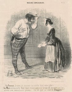 妻。 ちょうどウィッグを発見した... 作： Honoré Daumier