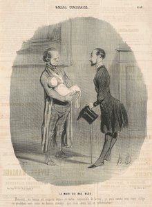 青いストッキングの夫... 作： Honoré Daumier