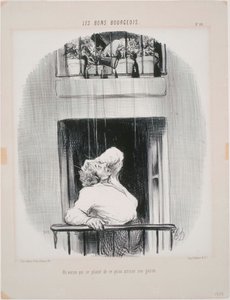 レ・ボン・ブルジョワ：水やりに文句を言う隣人 作： Honoré Daumier