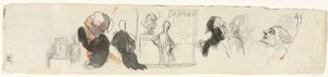 さまざまな人物のスケッチ (裏面) 作： Honoré Daumier