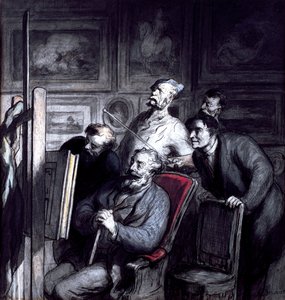 1862年以降のアマチュア（クレヨン、紙にインクとガッシュ付き） 作： Honoré Daumier