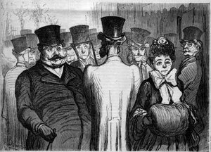 イタリア人たちの大通り。オノレ・ドーミエ（1808-1879）の漫画。2月8日付「Le Monde Illustré」252号に掲載された図版 作： Honoré Daumier