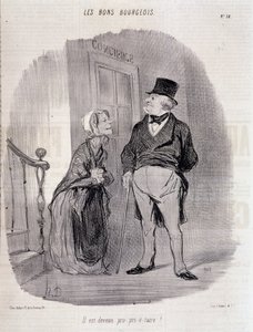 善良なブルジョアが"彼はプロ・プリエテールになった！"- オノレ・ドーミエ著、1846年10月6日付「ル・シャリヴァリ」掲載 作： Honoré Daumier