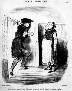 オノレ・ドーミエ（1808-1879）の漫画「所有者と賃借人」シリーズからの引用。"Charivari"