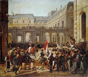 1830年の革命：ルイフィリップ王のパリ市庁舎への出発... (キャンバスペインティング)
