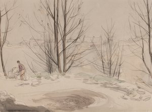 カーシャルトン採石場、1907（紙にチョークとトイレ） 作： Horace Mann Livens