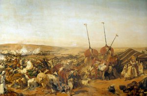 アルジェリアのコンケーテ（1830年～1847年）。"TaguinのAumale公爵によるAbd el Kader (Abd-el-Kader or ibn Muhyi al-Din al-Hasani) (1807-1883)のSmalah (Smala)の捕獲