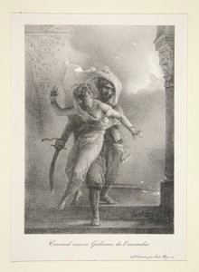 コンラッドはグルネアをlから救う 作： Emile Jean Horace Vernet
