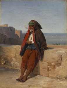 パイプを吸うアルジェリア人 作： Emile Jean Horace Vernet